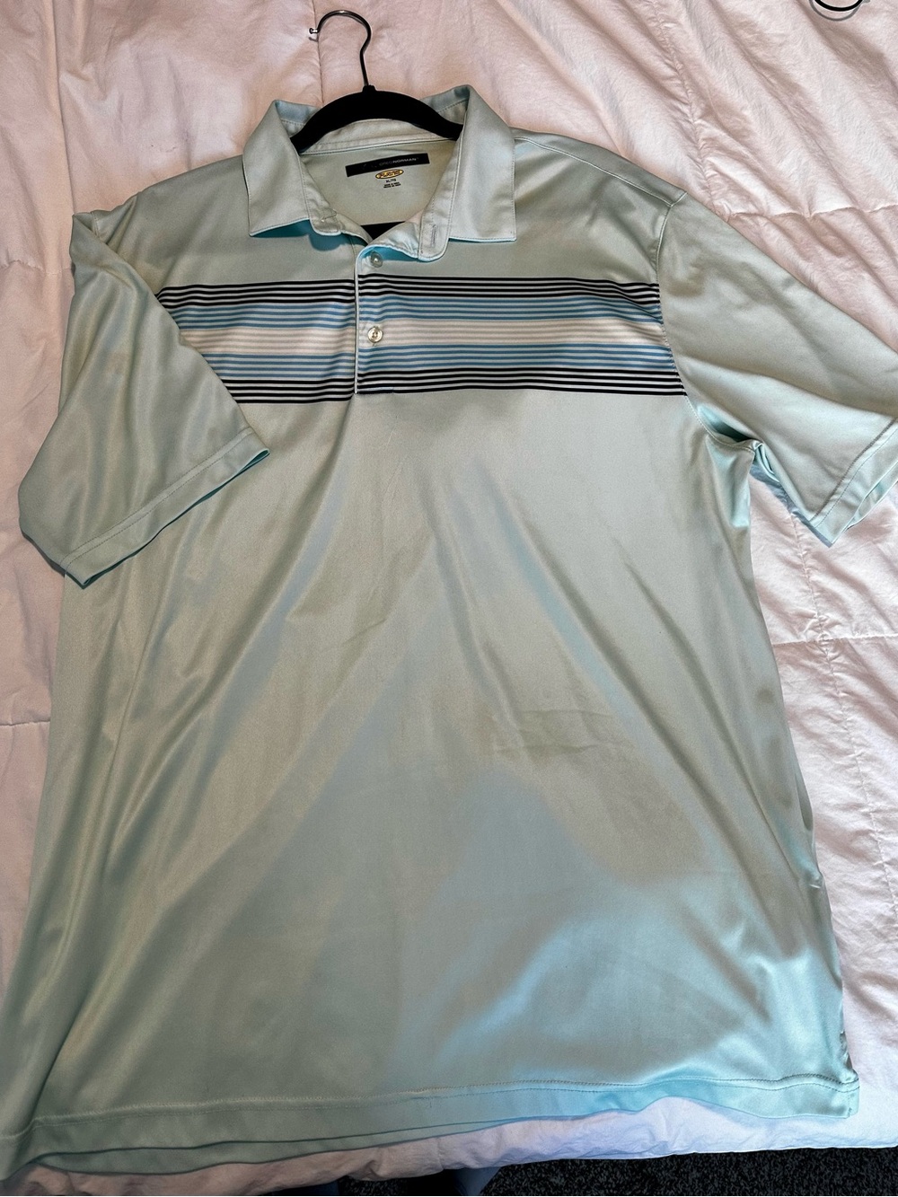 Men's Light Aqua Striped Polo Shirt